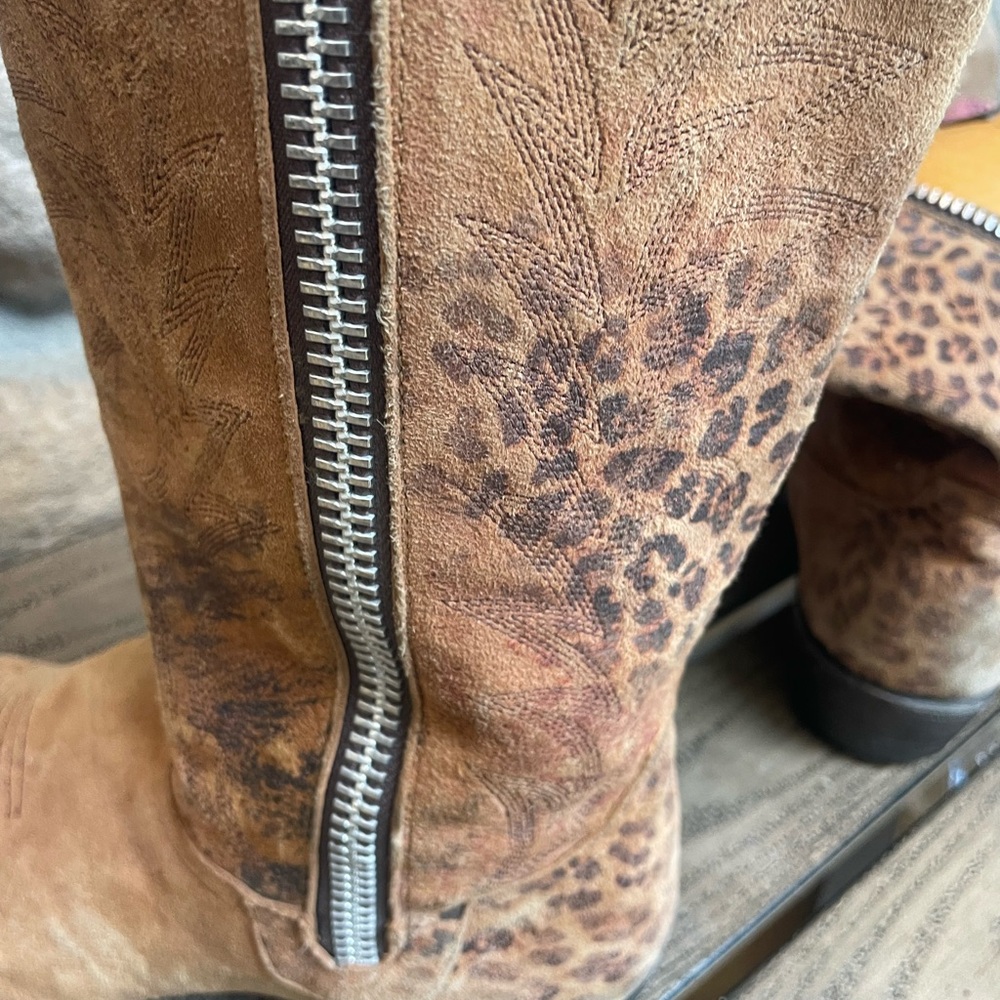 OLD GRINGO*Razz*LEOPARD Print SUEDE Leather ZIP COWGIRL Boots! 8.5 - Picture 11 of 13